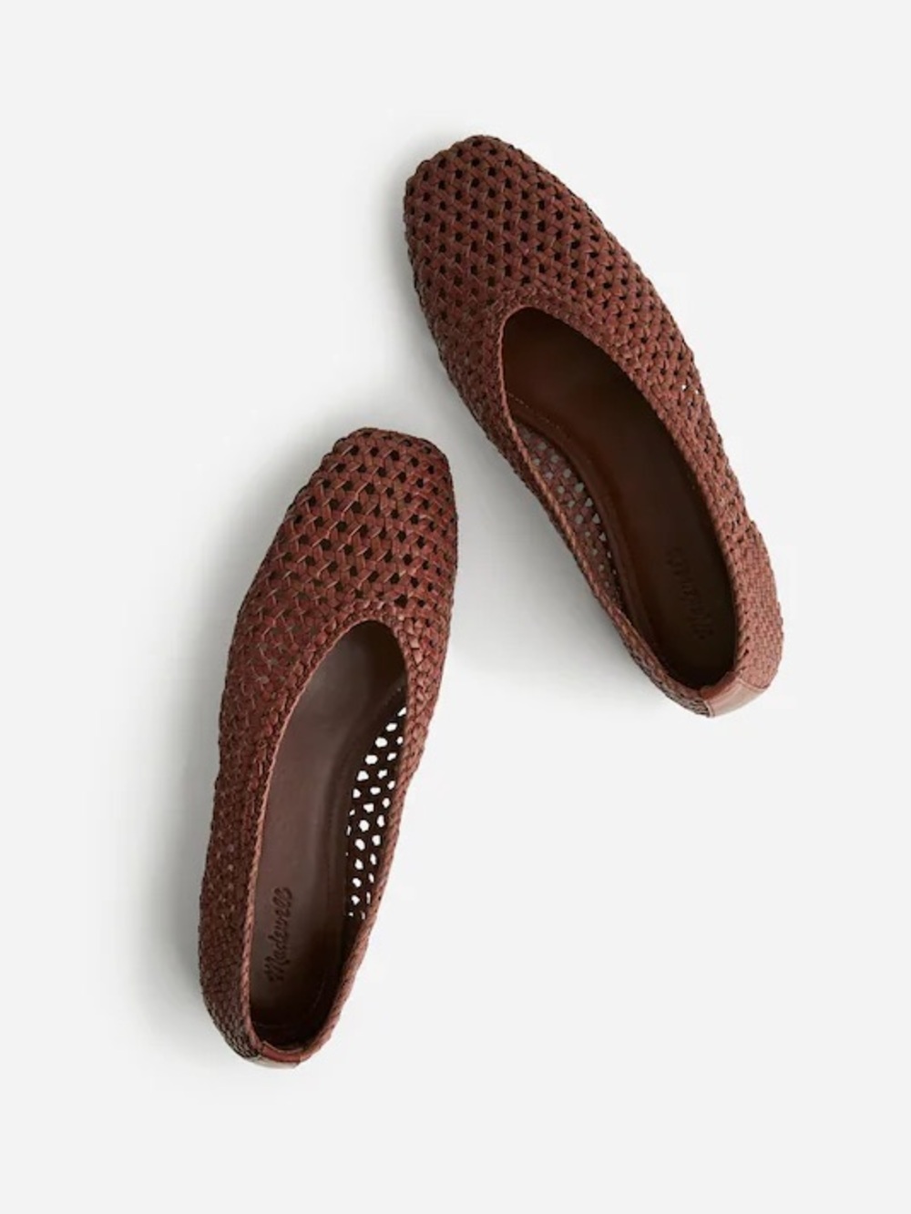 Madewell The Mylie Ballet Flat in Handwoven Leather in Cherry Wood Size 6.5